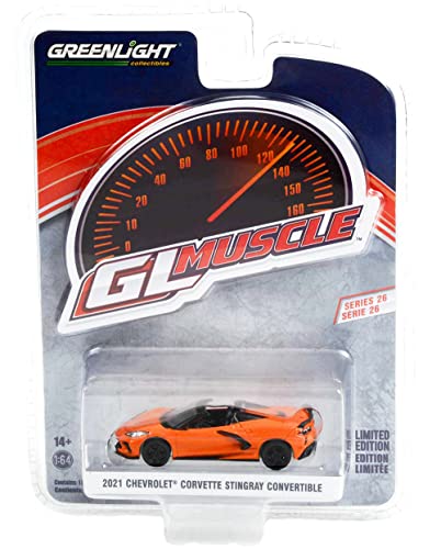 2021 Chevy Corvette Stingray Cabrio Sebring orange metallic Greenlight Muscle Serie 26 1/64 Druckguss Modellauto von Greenlight 13310 F von Greenlight