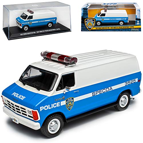 Dodge Ram B150 Transporter Blau New York Police NYPD Polizei 2. Generation 1979-1993 1/43 Greenlight Modell Auto von Greenlight