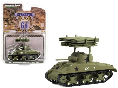 Greenlight M4 Sherman Tank US Army Zweiter Weltkrieg 40. Panzerbataillon 14. Panzerdivision mit Raketenwerfer Calliope T34 Hobby 1/64 Druckguss von Greenlight