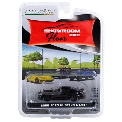 Greenlight 1/64-Scale-Diecast-Modellauto Ford Mustang Mach 1, Shadow Black, Showroom Floor Series 2, Erwachsene Sammler, Unisex, 14+ von Greenlight