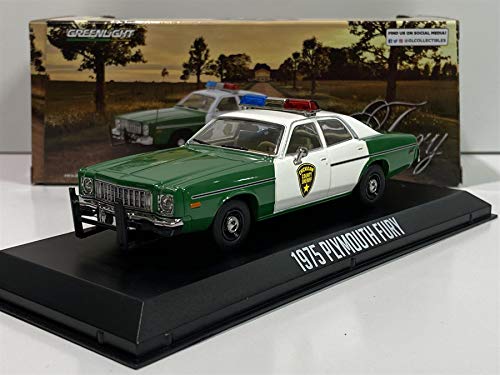 Greenlight 1975 Plymouth Fury Chickasaw County Sheriff Grün-Weiß 1/43 Druckguss Modellauto 86595 von Greenlight