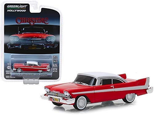 Greenlight 44840B 1/64 1958 Plymouth Fury Red with White Top Evil Version (Blacked Out Windows) Christine (1983) Diecast Model Car von Greenlight