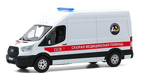 Greenlight 86182 2019 Ford Transit LWB Hochdach Krankenwagen – St. Petersburg, Russland "Fast Medical Aid" Maßstab 1:43 von Greenlight