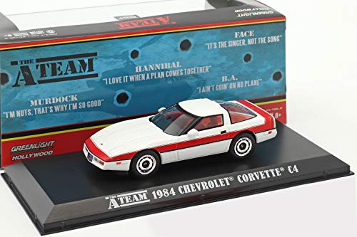 Greenlight Chevrolet Corvette C4 Baujahr 1984 TV-Serie Das A-Team (1983-87) weiß / rot 1:43 von Greenlight