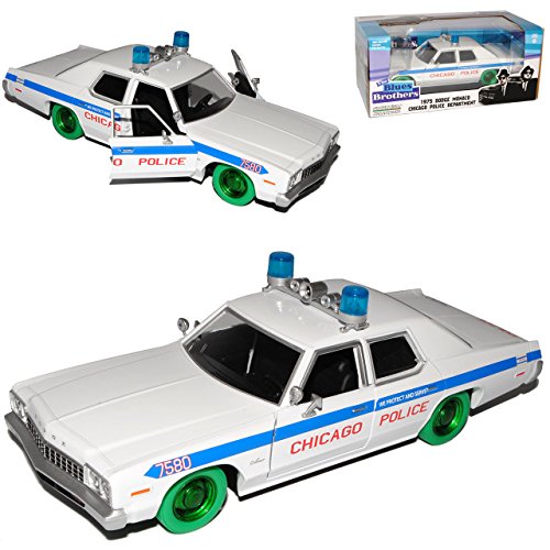 Greenlight Dodge Monaco Chicago Police Department The Blues Brothers Grüne Reifen 1/24 Modell Auto mit individiuellem Wunschkennzeichen von Greenlight