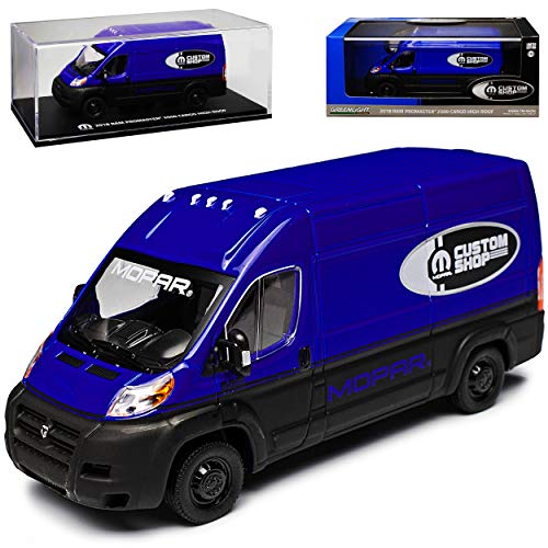 Greenlight Dodge Ram Promaster Transporter Kasten Blau Custom Shop Baugleich FIAT Ducato Citroen Jumper Peugeot Boxer 1/43 Modell Auto mit individiuellem Wunschkennzeichen von Greenlight