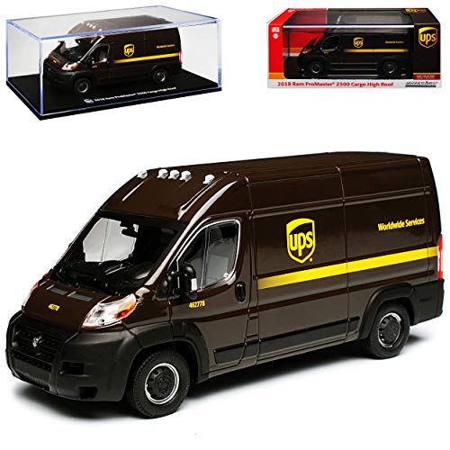 Greenlight Dodge Ram Promaster Transporter Kasten Braun UPS Baugleich FIAT Ducato Citroen Jumper Peugeot Boxer 1/43 Modell Auto von Greenlight