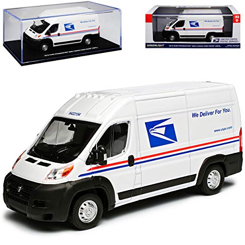 Greenlight Dodge Ram Promaster Transporter Kasten Weiss US Post Baugleich FIAT Ducato Citroen Jumper Peugeot Boxer 1/43 Modell Auto von Greenlight