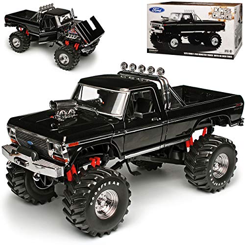 Greenlight Ford F-250 Monster Truck Kings of Crunch Pick-Up Schwarz USA 1/18 Modell Auto mit individiuellem Wunschkennzeichen von Greenlight