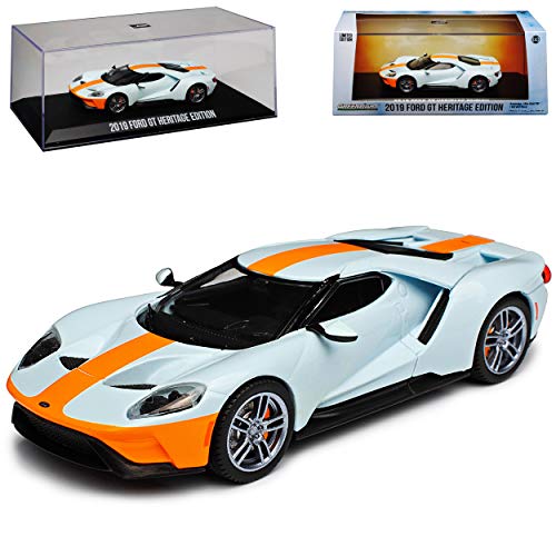 Greenlight Ford GT Blau mit Orange Heritage Gulf Oil Edition 2019 1/43 Modell Auto von Greenlight