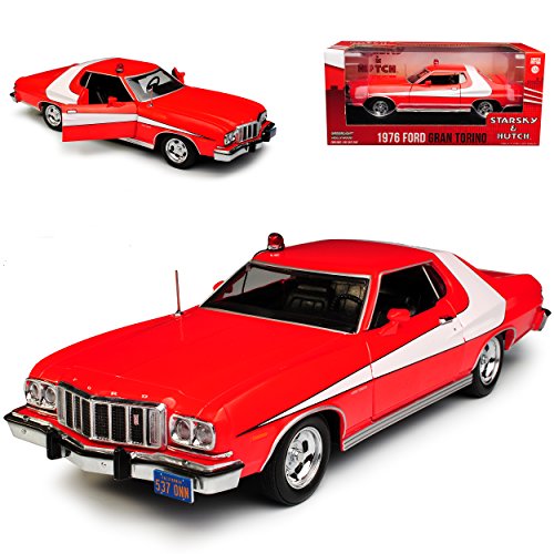 Greenlight Ford Gran Torino Starsky und Hutch Rot 1976 1/24 Modell Auto mit individiuellem Wunschkennzeichen von Greenlight