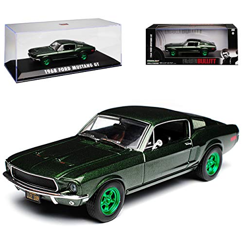 Greenlight Ford Mustang Bullit Grün Coupe Steve McQueen mit grünen Felgen 1/43 Modell Auto von Greenlight