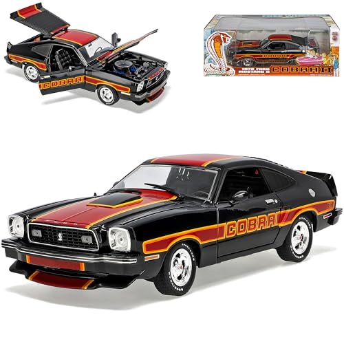 Greenlight Ford Mustang Cobra II 1978 Coupe Schwarz Rot 1/18 Modell Auto mit individiuellem Wunschkennzeichen von Greenlight