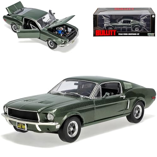 Greenlight Ford Mustang GT Fastback Coupe 1968 GrÜn Film Bullitt Steve McQueen Mc Queen Bulit Bullit 1/18 Modellauto Modell Auto von Greenlight