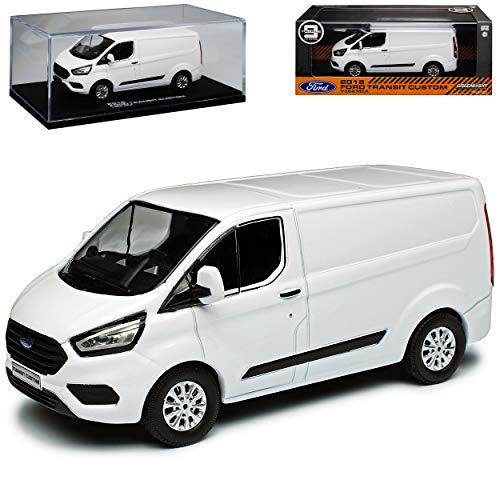 Greenlight Ford Transit Tourneo Custom Kasten Transporter Weiss Modell Ab 2012 Version Ab Facelift 2018 1/43 Modell Auto mit individiuellem Wunschkennzeichen von Greenlight