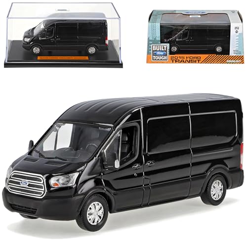 Greenlight Ford Transit Transporter Kasten Schwarz Custom ab 2014 1/43 Modell Auto mit individiuellem Wunschkennzeichen von Greenlight