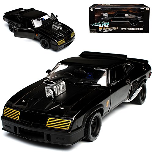 Greenlight Ford XB Falcon Tuned Version Mad Max II 2 Black Interceptor Schwarz 1973 1/24 Modell Auto mit individiuellem Wunschkennzeichen von Greenlight