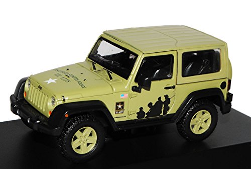 Greenlight Jeep Wrangler Rubicon Mit Top Grau US Army Strong Ab 2012 1/43 Modell Auto von Greenlight