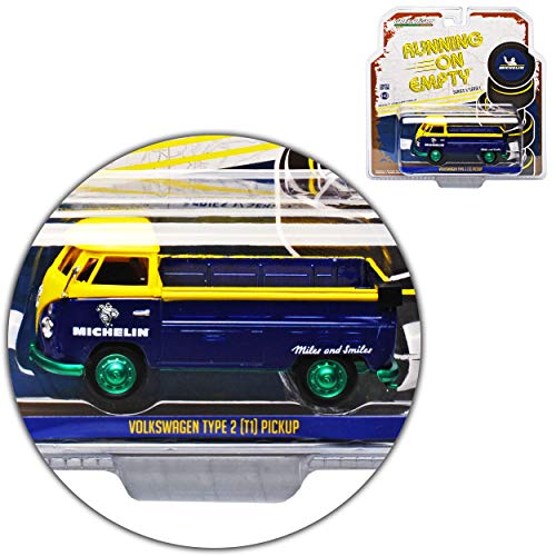 Greenlight VW T1 Blau mit Gelb Pick-Up Michelin Gruene Felgen Samba Bully Bus 1950-1967 1/43 Modell Auto von Greenlight