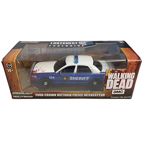 Greenlight The Walking Dead Polizei Auto - Police Car, Maßstab 1:100, Metall, 10 cm, für Kinder und Erwachsene, Fans von The Walking Dead, Polizei-Fans von Greenlight