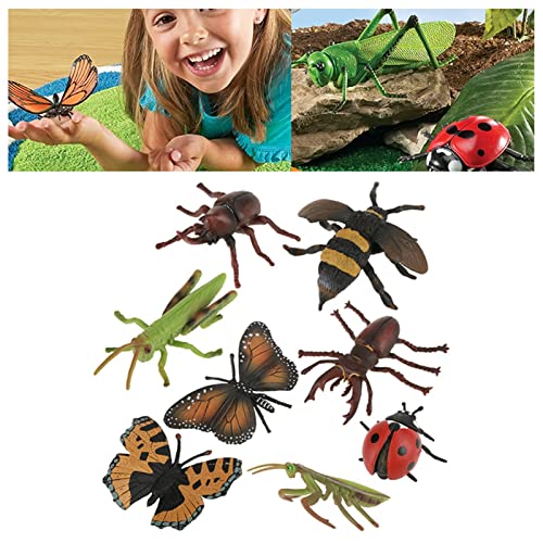 Greensen 8 Teile/Satz Insektenmodellbausatz, PVC-Lernspielzeug für, Fotografie-Requisiten mit Gottesanbeterin, Bienen, Schmetterling, 3D-Insektenmodellbausatz aus Kunststoff, von Greensen