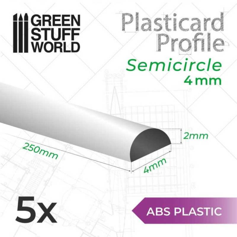 ABS Plasticard Profil - Halbrund 4mm