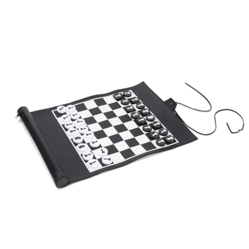 Greethga Aufrollbares Backgammon-Schachspiel, Tragbares Mini-Brettspiel Aus PU für Kinder, Outdoor-Reisen, Familien-Backgammon-Tischspiel, Langlebig, Einfach zu Bedienen von Greethga