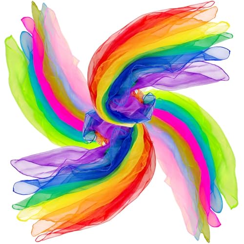 Greethga Tanzschals, 12 Farben 24 Stück Jongliertücher zum Tanzen, aktive Musik-Schals für Kinder Bewegungsspiel für Kinder von Greethga