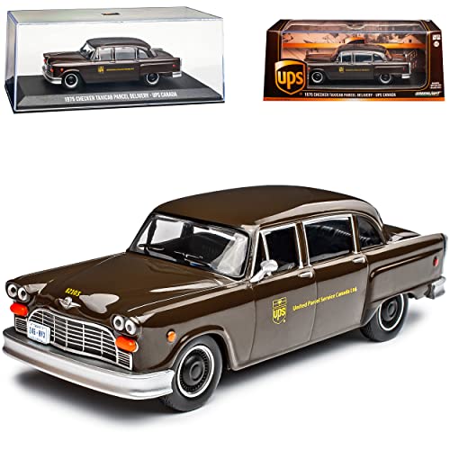 Checker Taxicab UPS Parcel Delivery 1975 Kanada 1/43 Greenlight Modell Auto mit individiuellem Wunschkennzeichen von Grenlight