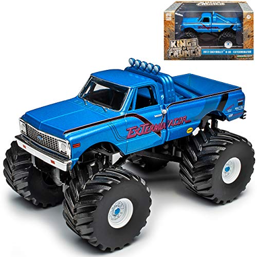 Chevrolet K-10 Exterminator 1972 Monster Truck Pick-Up Blau USA 1/43 Greenlight Modell Auto mit individiuellem Wunschkennzeichen von Grenlight