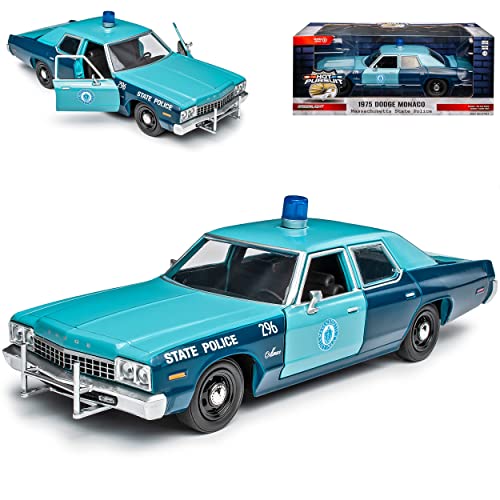 Dodge Monaco Police Polizei Massachusetts State Police 1975 1/24 Greenlight Modell Auto mit individiuellem Wunschkennzeichen von Grenlight