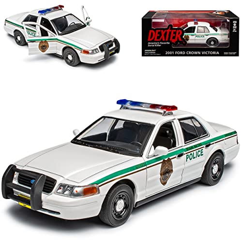 Grenlight Ford Crown Victoria Police Polizei Miami Metro Police Weiss Grün Dexter 2. Generation 1997-2011 1/24 Greenlight Modell Auto mit individiuellem Wunschkennzeichen von Grenlight