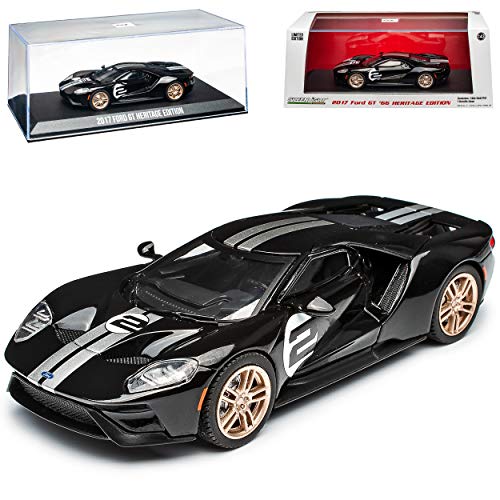 Ford GT Schwarz mit Silber Streifen 1966 Heritage Edition 2017 1/43 Greenlight Modell Auto mit individiuellem Wunschkennzeichen von Grenlight