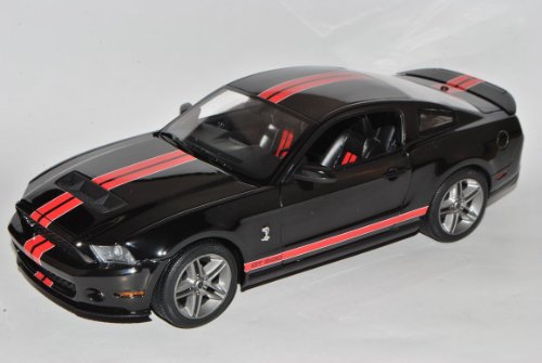 Ford Mustang Shelby GT500 Coupe 2010 Schwarz Mit Rot Streifen 1/18 Greenlight Modell Auto mit individiuellem Wunschkennzeichen von Grenlight