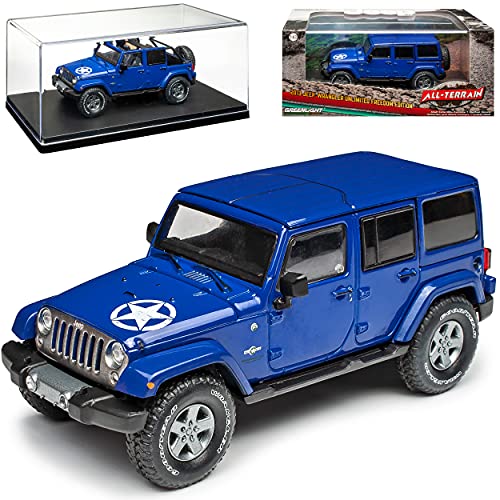 Jeep Wrangler Unlimited Rubicon JK 5 Türer Freedom Edition Blau 2007-2018 1/43 Greenlight Modell Auto mit individiuellem Wunschkennzeichen von Grenlight