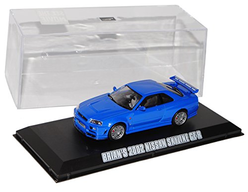 Nisan Skyline R34 GT-R Blau 1998-2002 Brian O Connor Fast and Furious 1/43 Greenlight Modell Auto mit individiuellem Wunschkennzeichen von Grenlight