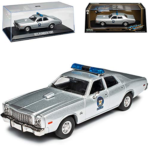 Plymouth Fury Smokey and The Bandit Arkansas Sheriff Silber Police Polizei 1975 1/43 Greenlight Modell Auto mit individiuellem Wunschkennzeichen von Grenlight