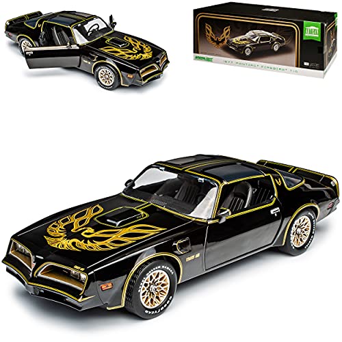 Pontiac Firebird T/A Smokey and Bandit Schwarz mit Gold 1977 1/18 Greenlight Modell Auto mit individiuellem Wunschkennzeichen von Grenlight