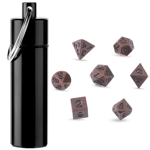 7-Teiliges DND Würfel Set Mini-Würfel Set,DND Würfel Set,Tragbare Rollenspielwürfel,Mikro Würfel Mit Schlüsselanhänger,Perfektes Zubehör Für DND-Spieler,Ttrpg-Spieler Oder Dungeon-Meister-Kupferfarbe von Grevosea