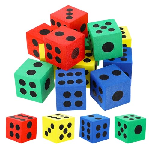 Grevosea 12 Stück Foam Dice Flüsterwürfel Spielzeug Würfel Bunte Würfel für Kinder Kindergarten,Vorschule, Schule, Schaumstoffwürfel, Mehrfarbig von Grevosea