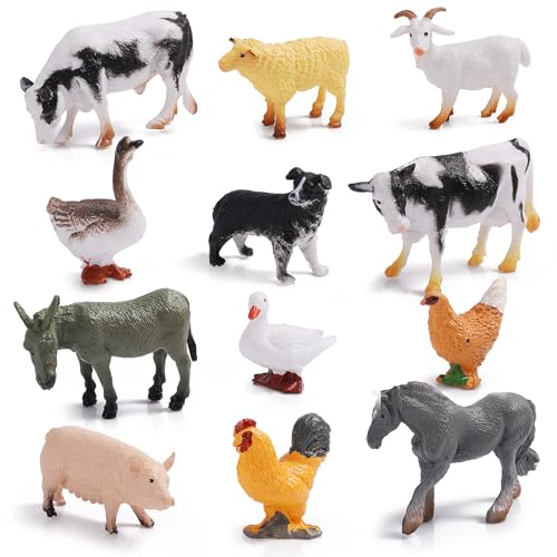 Tiere Figuren 12 Stück Mini Bauernhof Tierfiguren Tiere Figuren Spielzeug Tiere Bauernhof Figuren Animal Figures Safari Tiere Figuren für Ostereier Füller Geburtstag Tier Themed Party Supplies (C) von Grevosea