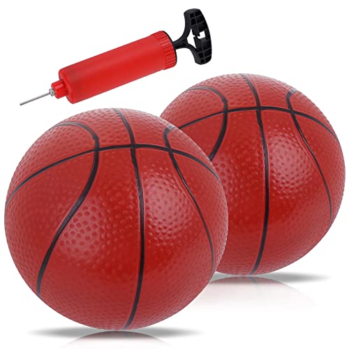 2 Stück Basketbälle Kinder Kleiner Ball Mini Basketbälle Kinder Kleiner Basketball Aufblasbare Miniatur-Basketball Basketball mit Pumpe & Nadel Enthalten für Indoor Outdoor Pool Party-5,5 Zoll von Grevosea