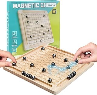 Grillix Magnetisches Schachspiel, Magnet Schach, Magnetic Chess Game mit Schachbrett aus Holz, Tragbares Spielbrett für Familientreffen Und Camping von Grillix