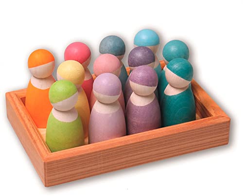 Grimms 10579 12 Regenbogen Freunde pastell von Grimm's Spiel und Holz Design