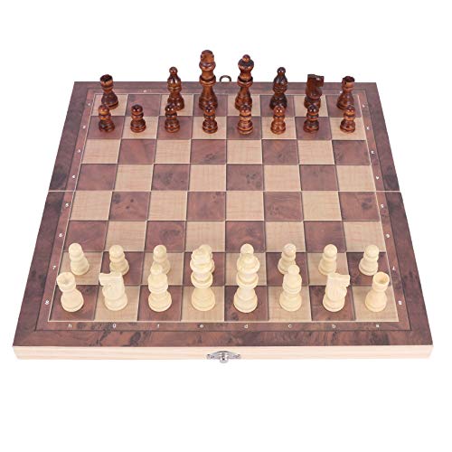 Griwiuiowe HöLzernes Internationales Schachspiel 3-In-1-StraßE Internationales Schachfaltschach Tragbares Brettspiel Wortschach 34X34Cm von Griwiuiowe