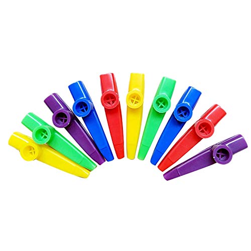 Griwiuiowe Kazoos Musikinstrumente aus Kunststoff mit Kazoo Flötenmembran für Geschenke, Preise und Geschenke, 5 Farben (10 Stück) von Griwiuiowe