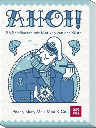 Groh AHOI! 55 Spielkarten mit Motiven von der Küste: Poker, Skat, Mau-Mau & Co. | illustriertes Kartenset, 55 Blatt inkl. 3 Joker von Groh