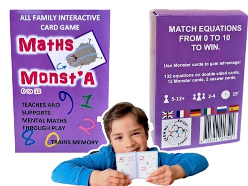 GROWING BRIGHT GAMES – Mathe Monster – Familienkartenspiel – Reisespiel – Strategie und Spaß – Mathe-Spiele für Kinder ab 5-12+ Jahren – Einfaches Lernspiel - auf Deutsch von Growing Bright Games