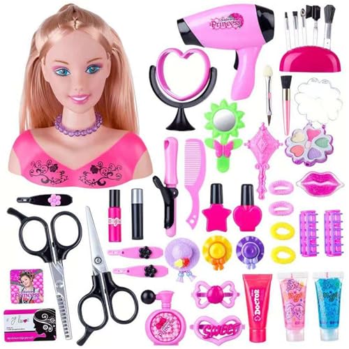 1 Set Doll Head für Haarstyling und Make -up Styling Head Doll für Mädchen farbenfrohe realistische Make -up -Accessoires für Mädchen Geburtstag Weihnachten Thanksgiving Geschenke, Puppenkopf für HAA von Grtheenumb