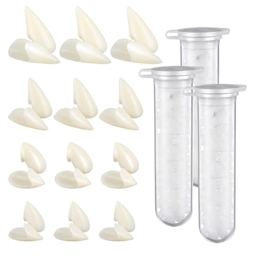 12 Paare Vampire Zähne Kostüm 4 Größe Zähne gefälschte Zähne mit 2 Zähnen Pellets für Cosplay -Party -Requisiten Halloween Party Fangs, von Grtheenumb